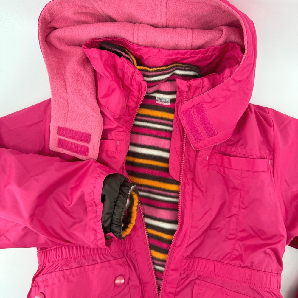 New OshKosh B'gosh 4-in-1 Systems Jacket Girls Size 7 Pink Striped Fleece Liner